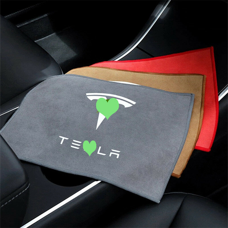 Toalla de microfibra para el coche, paño de lavado para Tesla modelo 3 S X Y, limpieza de ventanas automática, cuidado, gran absorbente de agua, Coral, gamuza, 2 uds.