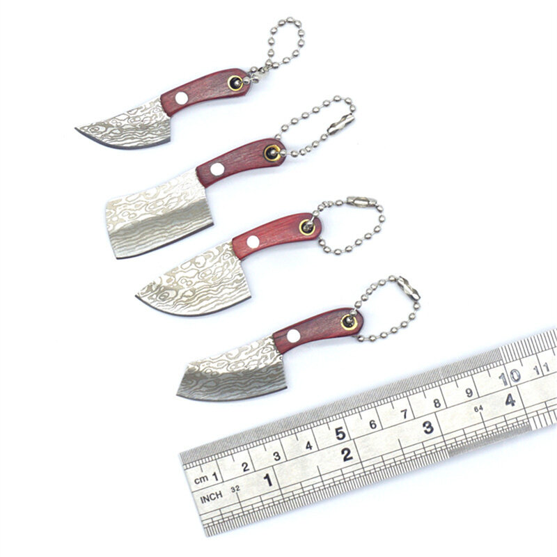 سلسلة مفاتيح محمولة سكين جيب الفولاذ المقاوم للصدأ التخييم صغيرة صغيرة EDC سكين مقشرة شفرة مثبتة مقبض الخشب المطبخ متعددة السكاكين