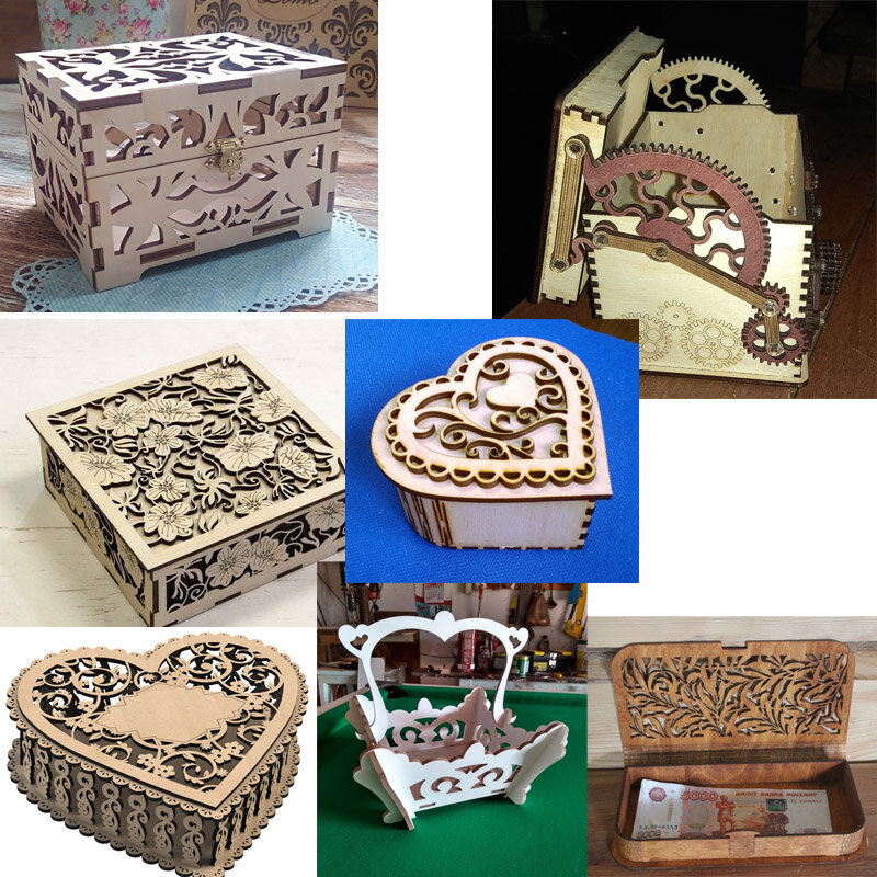 300 pieces Boxes Piggy banks Caskets Storage Containers 2D Design Drawing Vector Files for CNC Laser Cutting
