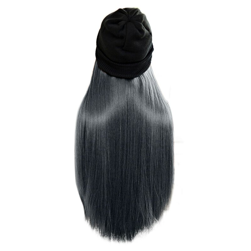 Chapéus de peruca de inverno com capuz peruca longa reta matte tampão de inverno chapéus de peruca de mulheres casuais com cabelo l * 5