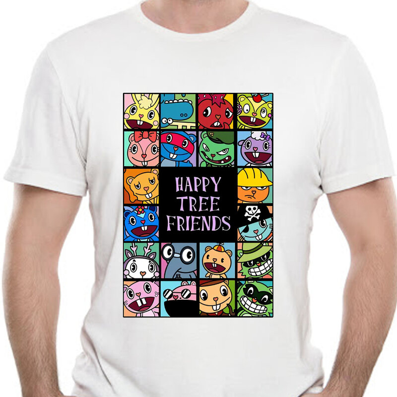 Camisetas De Happy Tree Friends para hombre, ropa con dibujos animados, Sleeve-6171D corta