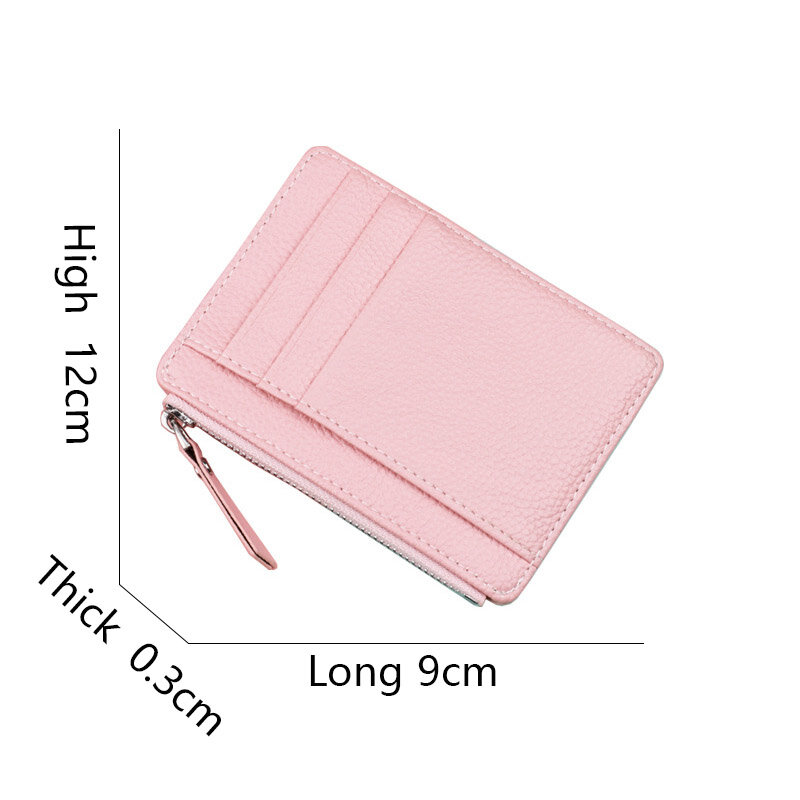 Women's Wallet Ultra-Thin Zipper Card Holder Coin Purse Candy-Colored Bank Card Clutch Multifunctional Portable Money Purses