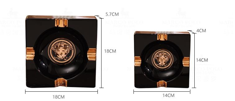 Luxus Große Größe Klassische Aschenbecher Gadgets Vintage Stil Platz Qualität Chinesische Keramik Golden Rim Zigarre Aschenbecher