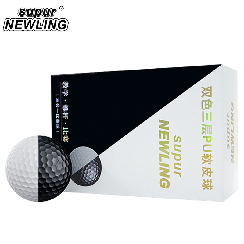 Balles de Golf Super longue Distance 6, trois couches en PU, adaptées aux putters, couleur noir et blanc