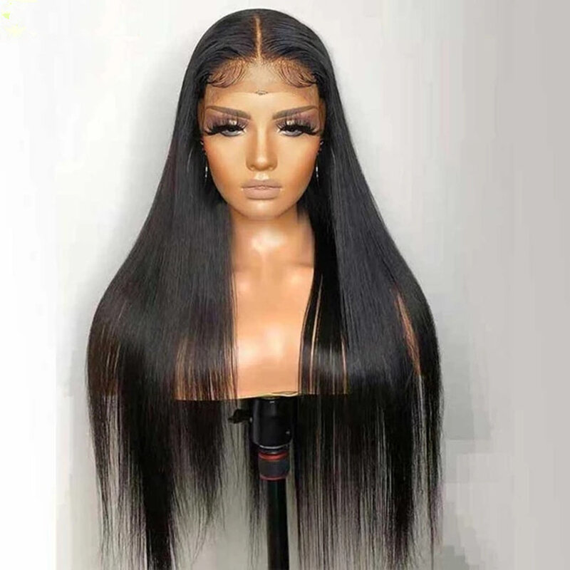 26Inch 180%Density Long Straight Synthetic Lace Front Wig For Women With Baby Hair Heat Resistant Fiber Hair Daily Wear Wigs