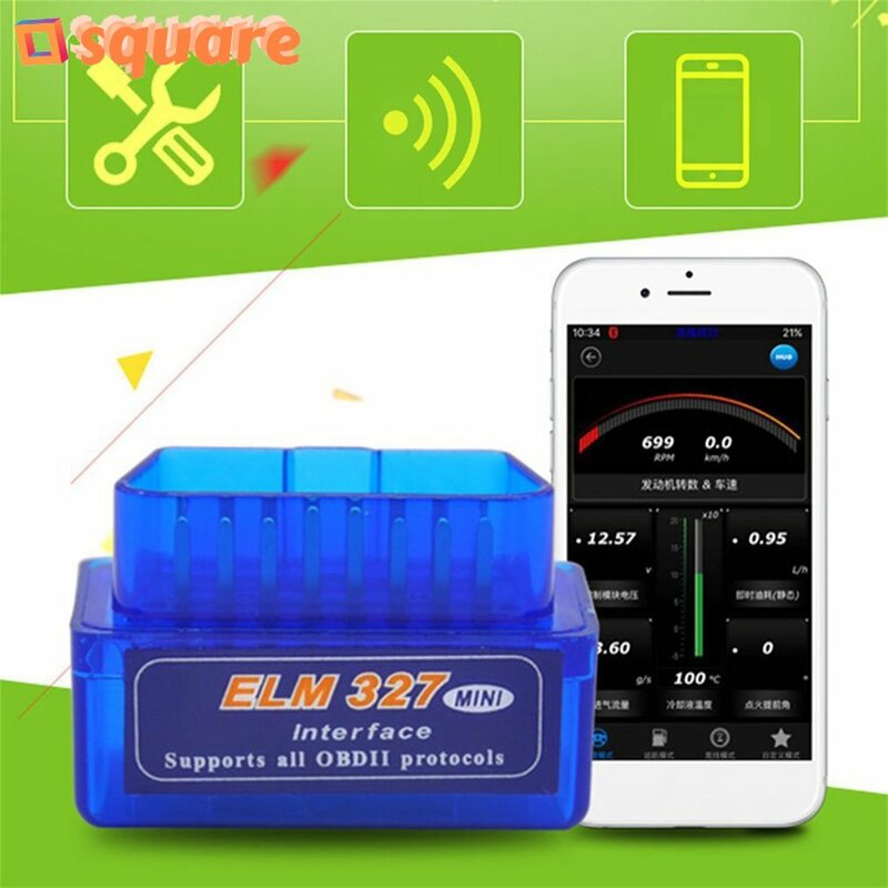 Mini ELM327 V2.1 OBD2 II Scanner OBD 12V Bluetooth Car Diagnostic Tool Auto Interface Scanner Code Reader English Accessories