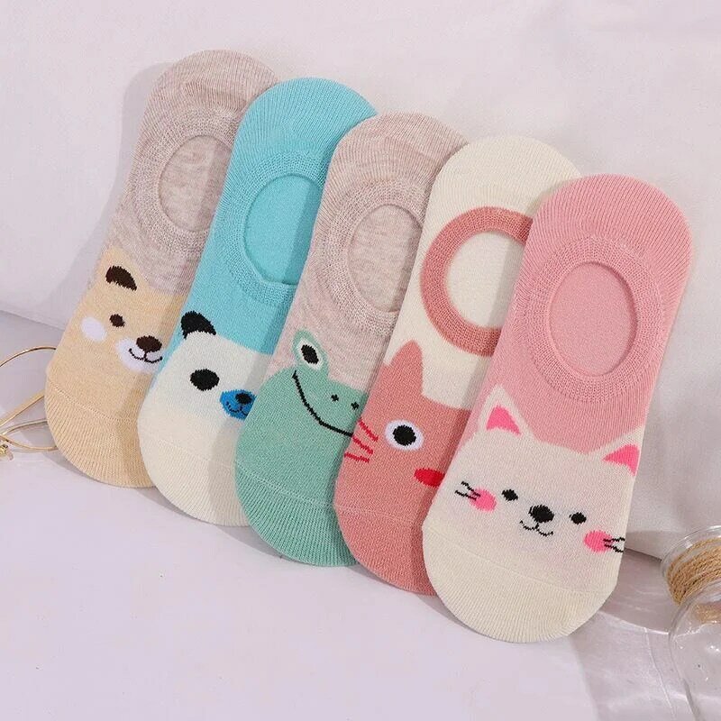 5 pares bonito harajuku meias femininas definir desenhos animados estampa animal panda gato padrão meias de algodão meias lolita para meninas outono sokken