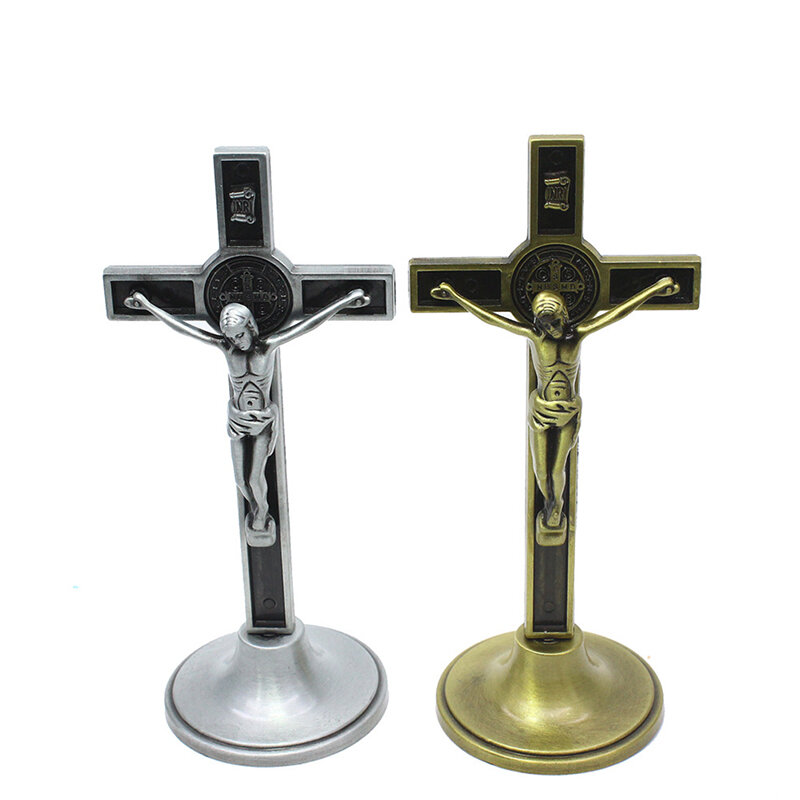 Krzyż krucyfiks stojak chrystus katolicki jezus statua figurka modlitwa religijna dekoracja kościoła samochód wystrój domu kaplica