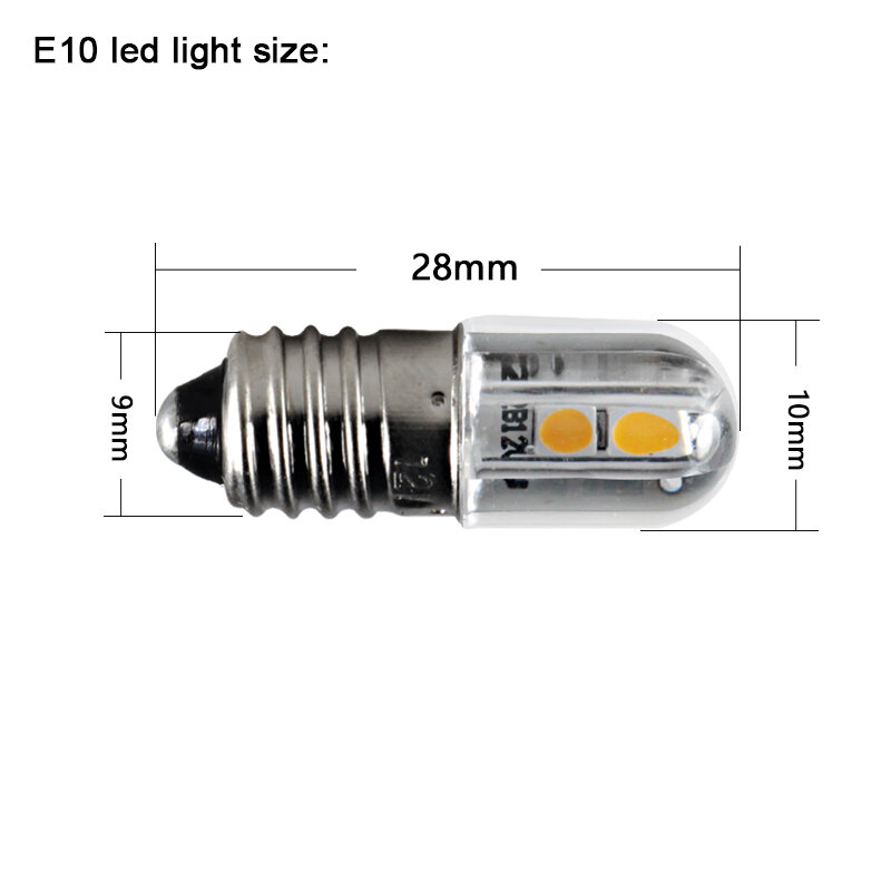 Bombillas lampadina a led E10 1W Dc 6V 12v 24v 36v 48v indicatori luminosi segnale luminoso lampada a risparmio energetico super bright 3030 chip