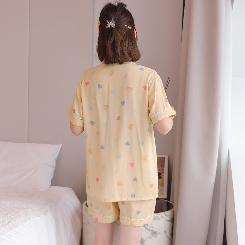 Kurzen Ärmeln Strickjacke Popeline Pyjamas frauen Sommer Internet Heißer Baumwolle Seide Hause Tragen Japanischen Stil Fett Mädchen Frische student