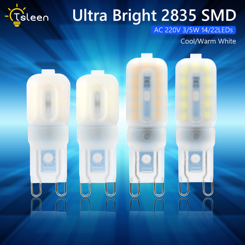 Bombilla LED de 3W y 5W G9 SMD2835, foco de iluminación de CA 220V cc 12V, lámpara LED de reemplazo, bombilla halógena