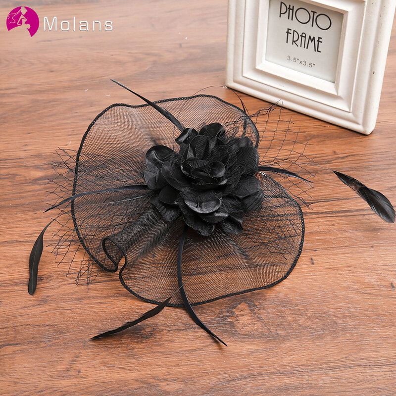 Molans Beautiful Retro Flower Headband for Bridal Hair Accessories Fashion Feather Fringed Hairpin Hair Hoop Wedding Style