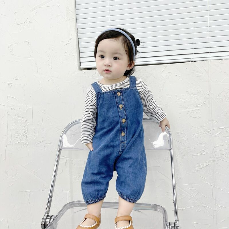 Ins Baby jumpsuit Boys Girls Denim Overal Baby Outfit Romper Newborn Out Vest Clothes 0 to 18months  Child Jean Casual Trousers