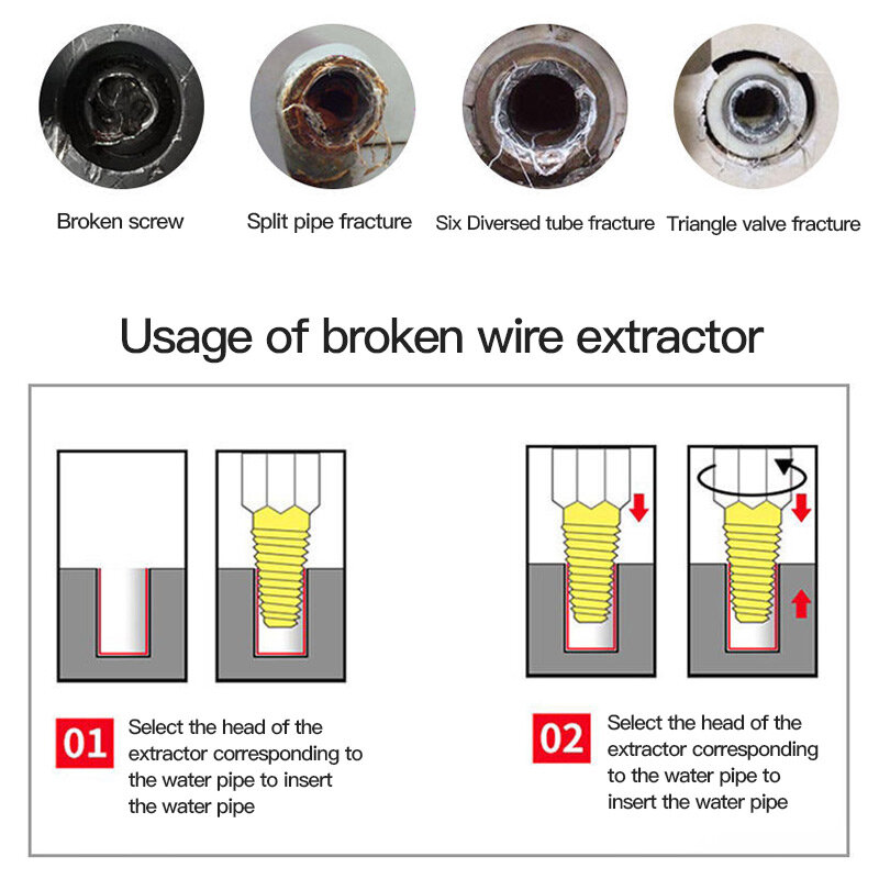 Broken Wire Extractor Faucet Double-head Triangle Valve Universal Tap Screw Extractor Pipe Valve Tap Broken Thread Extractor