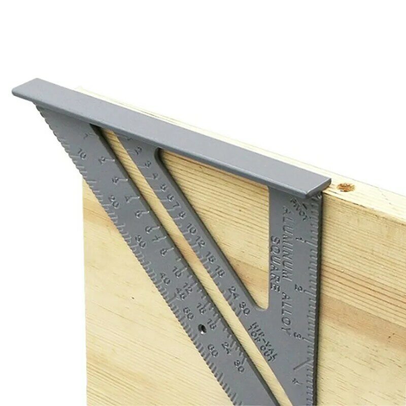 Regla triangular de aleación de aluminio, herramienta de diseño, ángulo de 90 grados de espesamiento, medición de carpintero, regla cuadrada, accesorios de costura