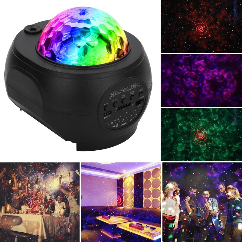 Colorido LED Star Starry Sky Night Light Projetor, USB Night Light, Rotating Ocean Wave, Nebula Lamp, NightLights, Melhor Presente para Crianças, D2, Música