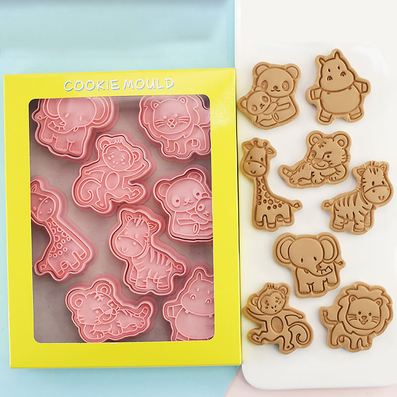 8Pcs Forest Animal Biscuit Mold Cartoon Baking Mold 3D Three-Dimensional Cookie Mold Fondant Tool Children Play House Toy Mold