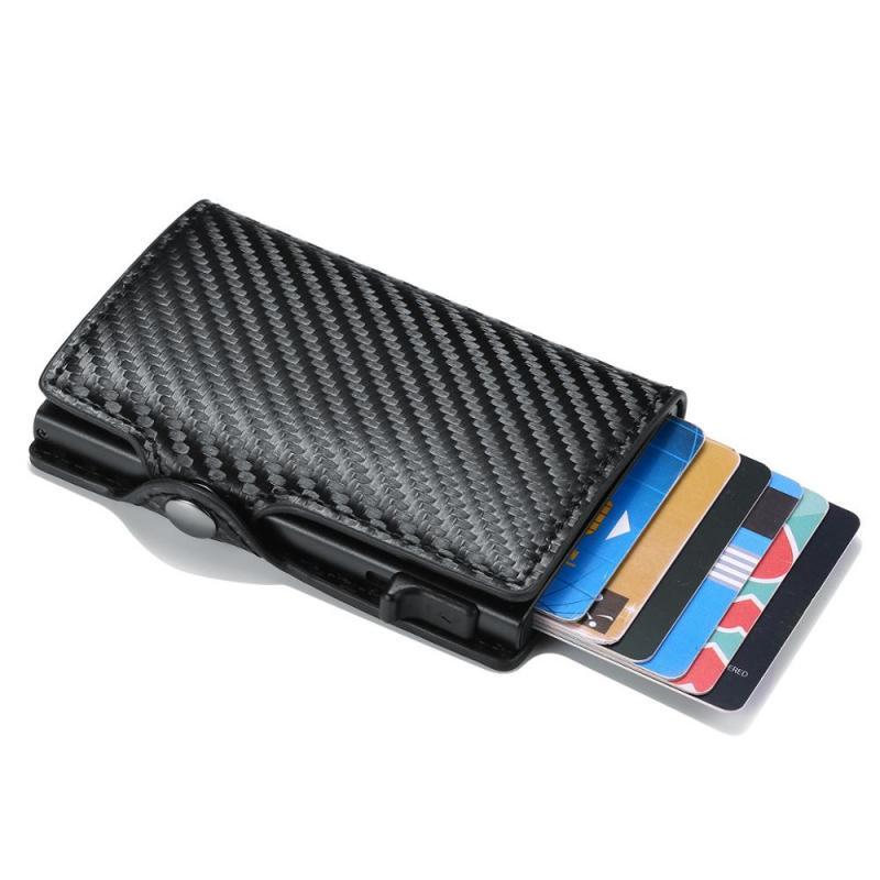 Zovyvol-cartera inteligente de fibra de carbono para hombre, billetera minimalista con broche, antirrobo RFID, tarjetero de aluminio, 2021