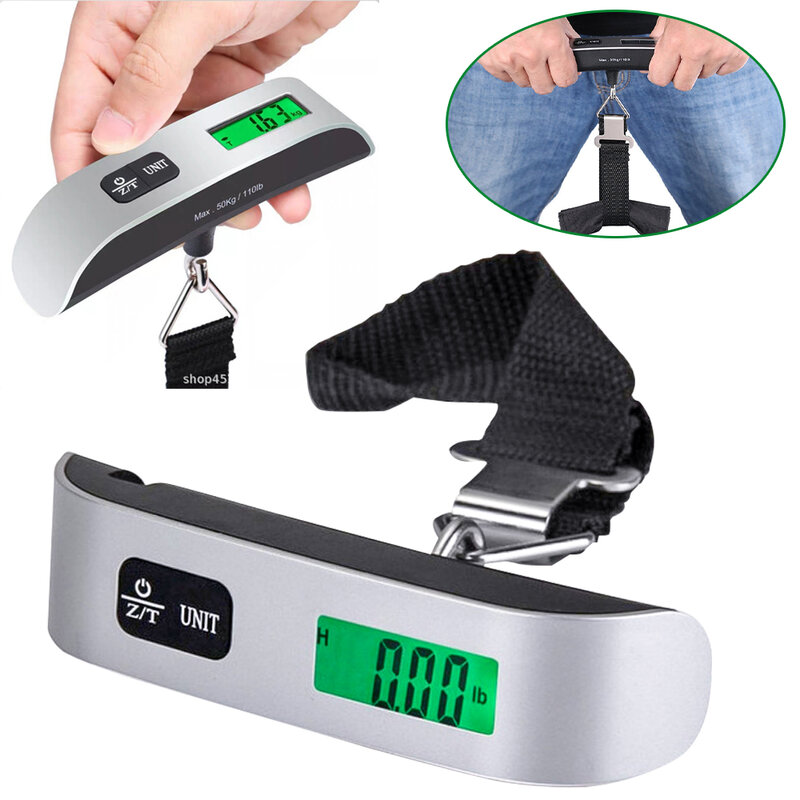 50kg X 10g Portable LCD Digital Hanging Luggage Scale Travel Electronic Weight Digital Electronic Tare Function for Travelers