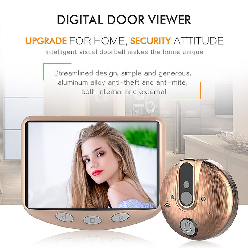 Proker Video Doorbell Peephole ประตู Viewer Night-Vision ภาพกล้อง120มุมมองมุมกว้าง4.3นิ้ว