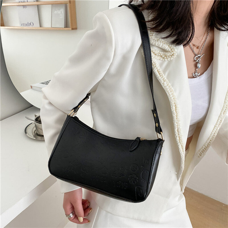Женская винтажная вечерняя сумка через плечо из искусственной кожи, дизайнерская мультяшная сумка-хобо с тиснением