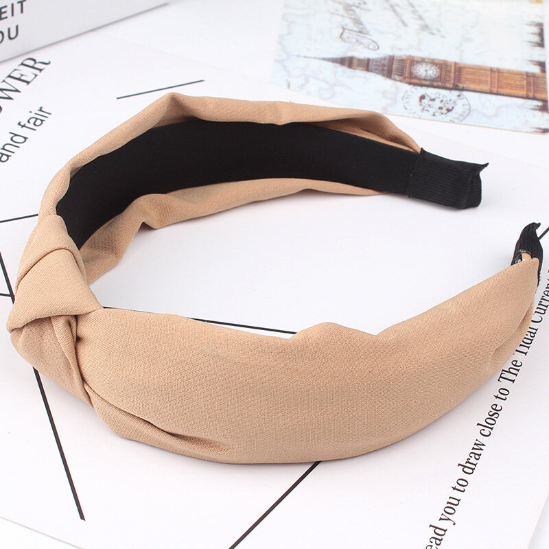 New Fashion Solid Color Knotted Headband Hair Band Women Simple Cotton Cross Girls Hair Ornaments Decorative Headdress Hair Band