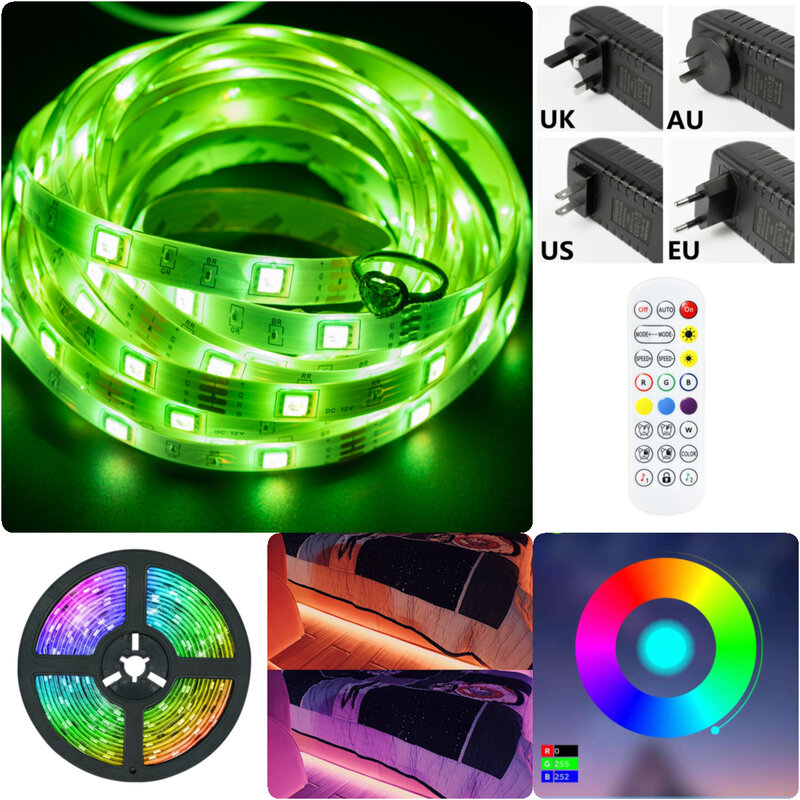 Wasserdichte LED Streifen Lichter RGB 5050 SMD 2835 Lampe Flexible Klebeband Diode Bluetooth luces led 16,4 ft DC 12V für Home