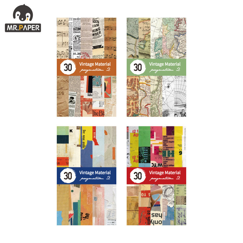 Mr.paper 4 pièces 31 pièces Collage coloré carte Kraft Scrapbooking/fabrication de cartes/journalisation projet bricolage rétro étiquette volante avec des cartes de trou