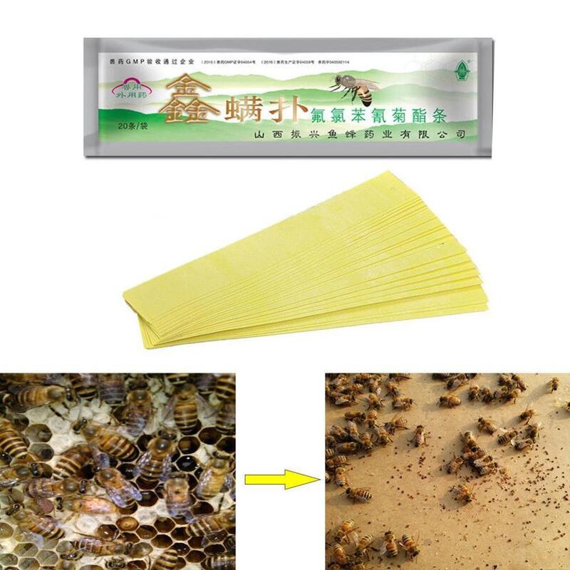 20個fluvalinateは、アンチ害虫コントローラインスタントダニキラーmiticide蜂の薬ダニストリップ養蜂機器