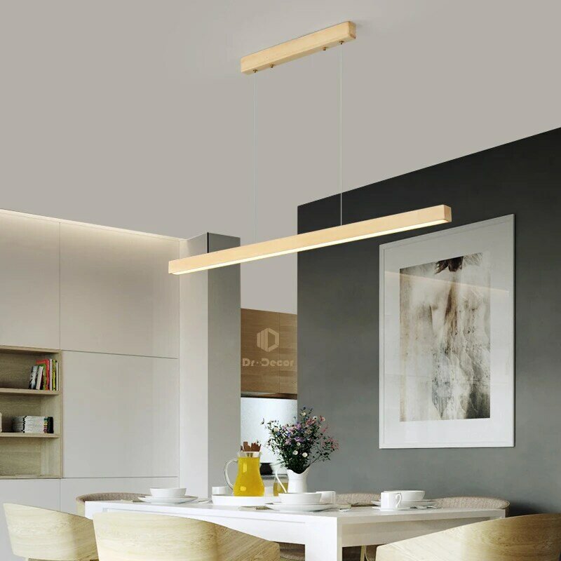 Lámpara LED colgante de madera para decoración de sala de estar, accesorio de iluminación interior para oficina, comedor y dormitorio, estilo nórdico