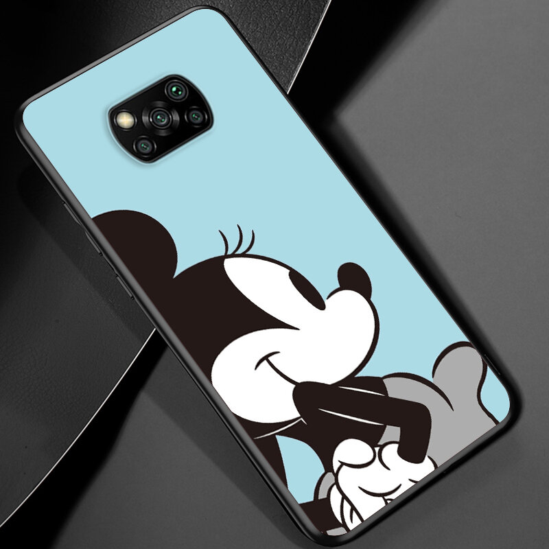 Disney-funda negra de Mickey Mouse, para Xiaomi Mi Play Mix 3, A2, A1, 6X, 5X, Poco X3, NFC, GT, M3, M2, X2, F3, F2 Pro, C3, F1