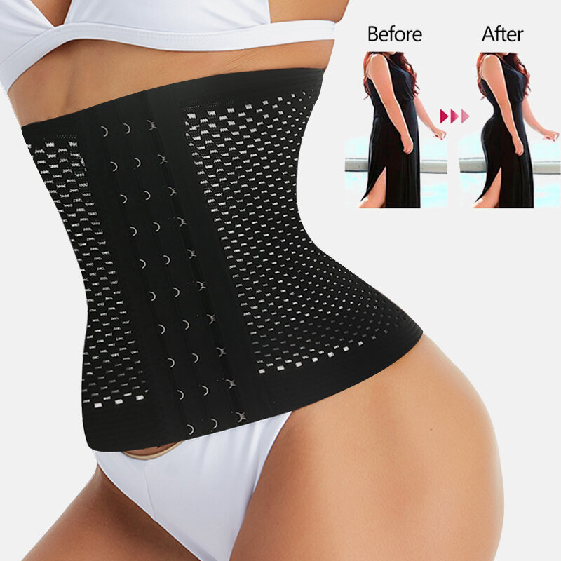 Espartilho modelador de corpo para mulheres, cinta respirável de cintura, barriga, modelador slim, barriga, corset controle de busto xs 5xl, 1 peça