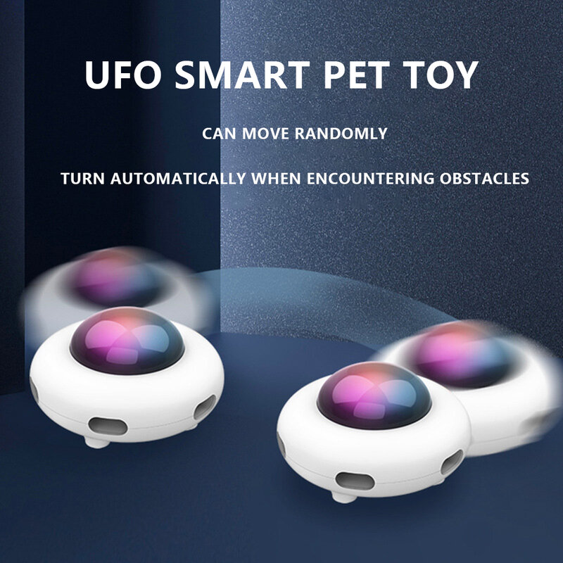 Palo de plumas giratorio para mascota, juguete de entrenamiento giratorio automático, OVNI, juguete interactivo electrónico para gato