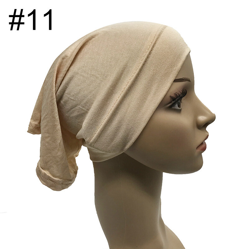 Turban Hjiab – casque cylindrique pour femmes, chapeau Modal, châle en tricot arabe, élasticité, couleur Pure, écharpe de tête Bufanda Mujer