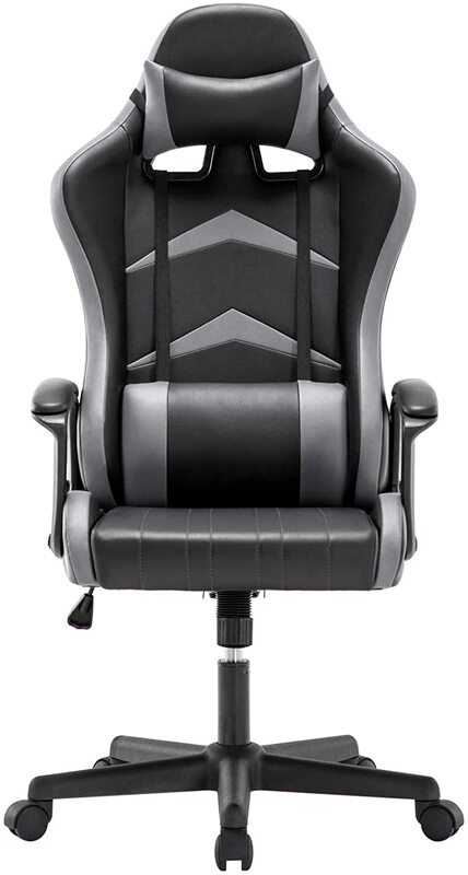 ارتفاع الظهر كرسي ألعاب الفيديو مسند لمنطقة أسفل الظهر ورئيس وسادة ، ارتفاع قابل للتعديل 360 درجة الدورية ومساند ذراع ثابتة