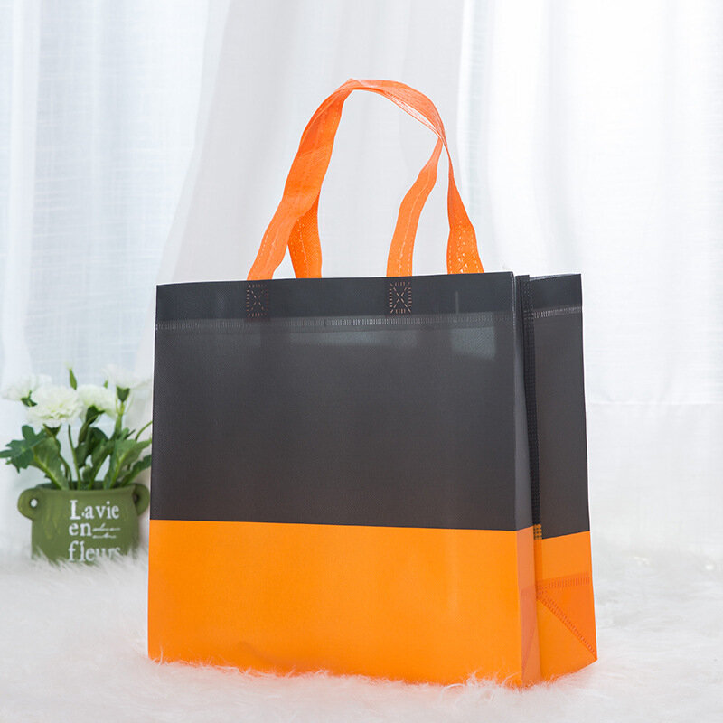 حقيبة تسوق قابلة لإعادة الاستخدام المحمولة كبيرة قابلة للطي حمل كيس بقالة غير المنسوجة مزدوجة اللون حقيبة تخزين مريحة حقيبة صديقة للبيئة
