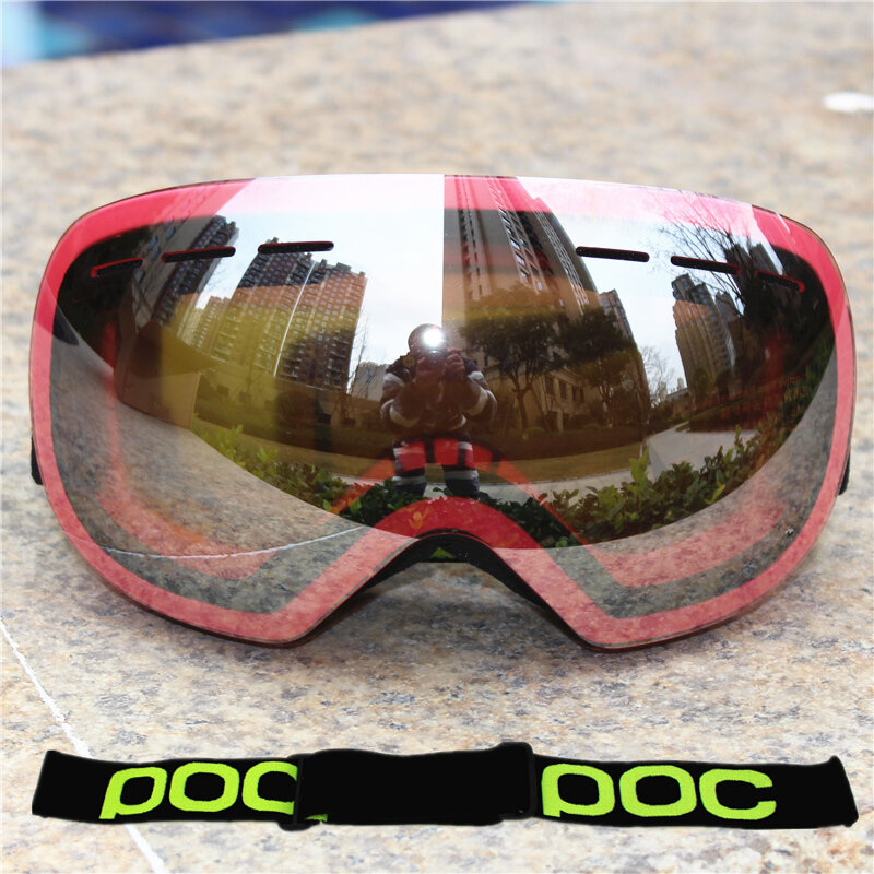 Kacamata Ski Merek POC Kacamata Ski Salju Anti-kabut Musim Dingin Wanita Pria dengan Masker Gratis Lapisan Ganda Kacamata Snowboard UV400