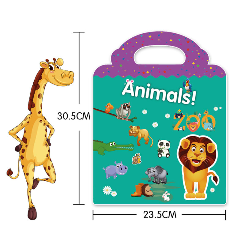 Chidren Stickers Book Waterproof Reusable Full-Color Stickers Paperback DIY Puzzle Space Ocean Animals Sticker For Kids