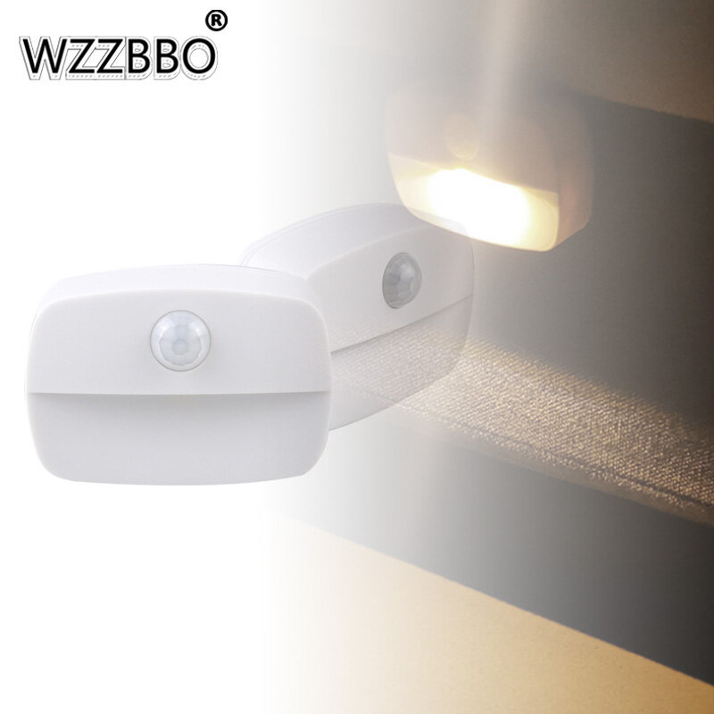 LED Motion Sensor Light แบตเตอรี่ดำเนินการโคมไฟผนังไร้สาย Night Light ไม่มีแสงจ้าทางเดินตู้เสื้อผ้า LED ประตู