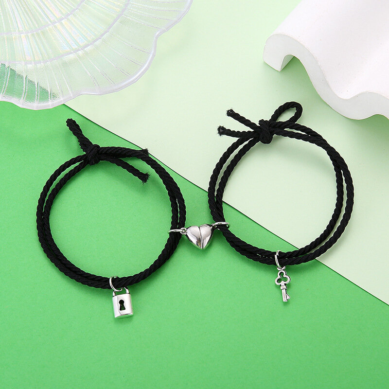 Fashion Magnet Paired Couple Bracelet For Lovers Distance Braslet For Women Men Braided String Brazalete Minimalist Jewelry Gift