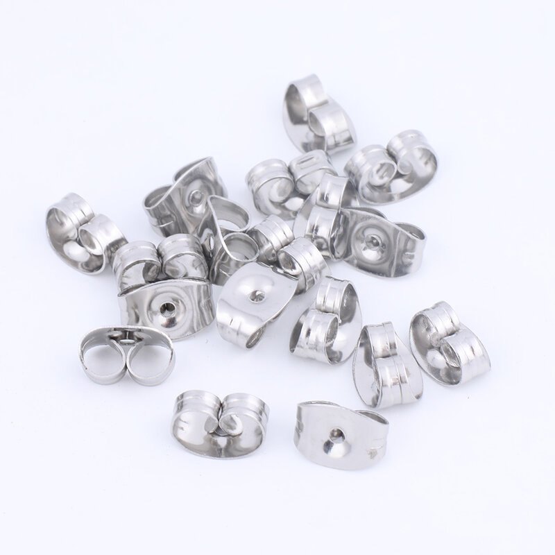 100pcs Stainless Steel Butterfly Earring Backs Plugs Rose Gold Black Plated Diy Ear Backing