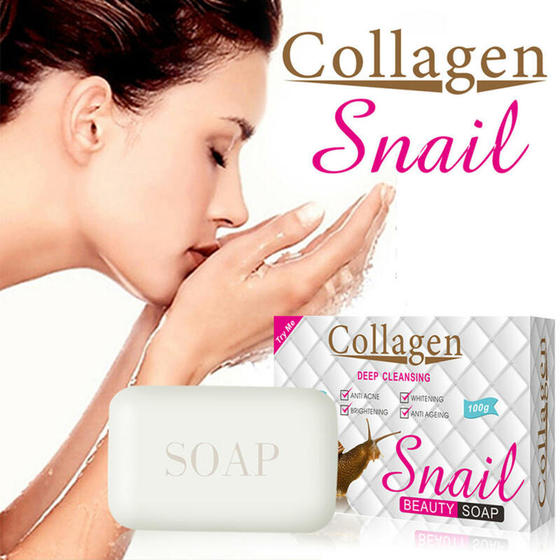 Jabón de esencia de colágeno de caracol, 100g, antiacné, piel antibacteriana, jabón suave hecho a mano, limpieza corporal, herramientas de Ducha