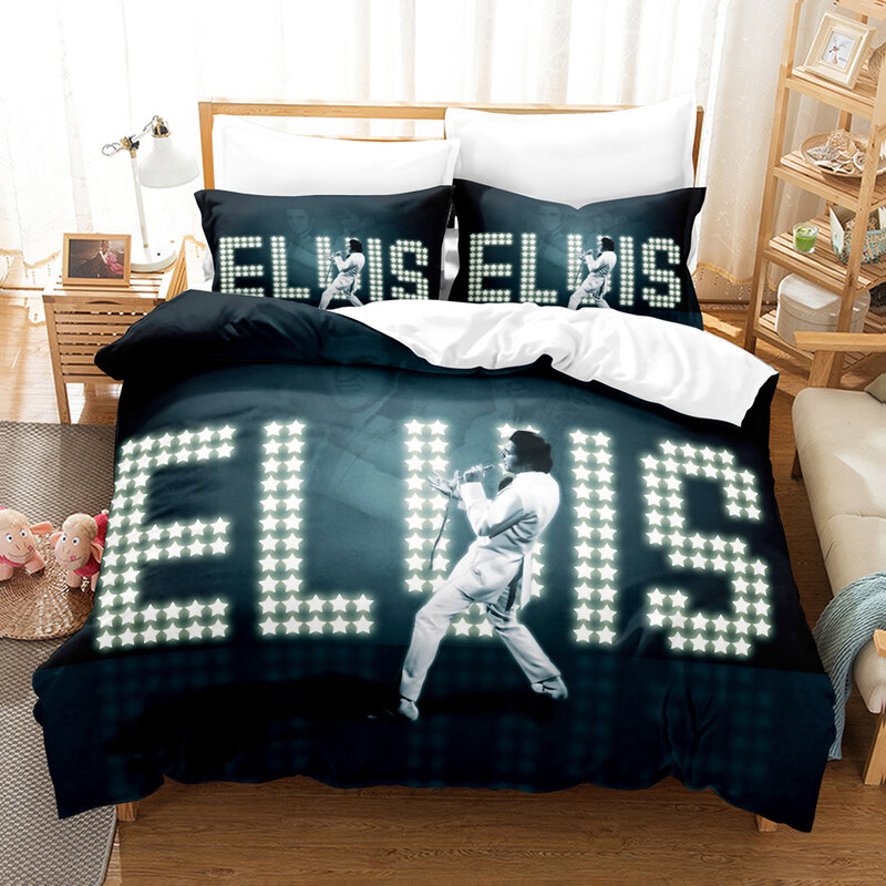 Elvis Presley – parure de lit 3D, ensemble de literie avec housse de couette et taie d'oreiller, lit double, Queen size, King