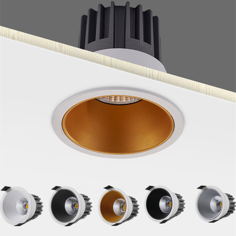 Dimmable Recessed COB Downlights 7W9W/12W/15W AC85~265V For Background Lamps Indoor Lighting LED Ceiling Anti Glare Spot Lights