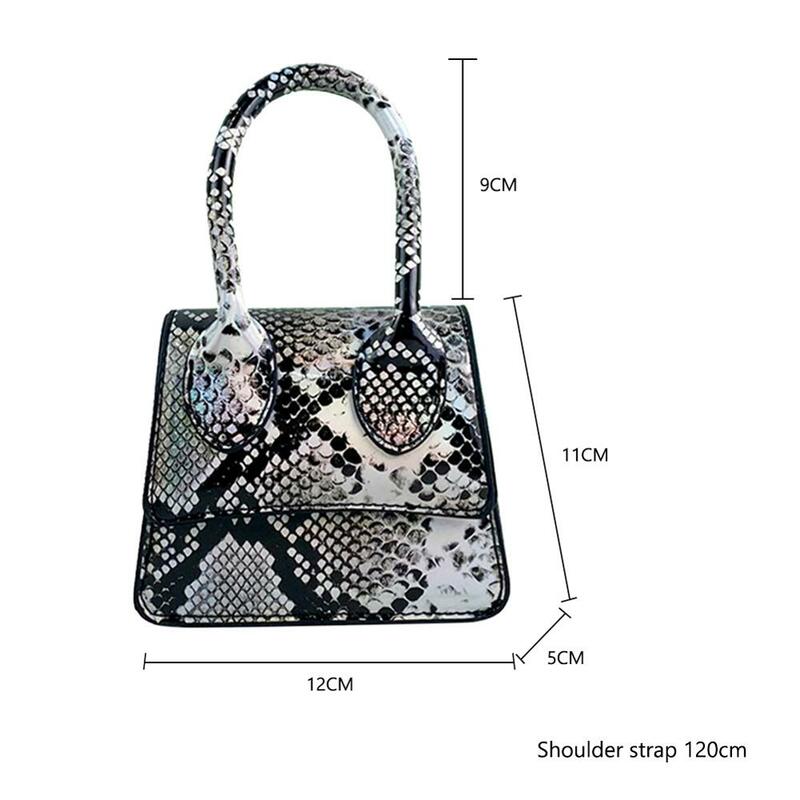 Fashion Serpentine Women Shoulder Bag Retro PU Leather Snake Print Mini Totes Purse for Female Small Purse Crossbody Handbag