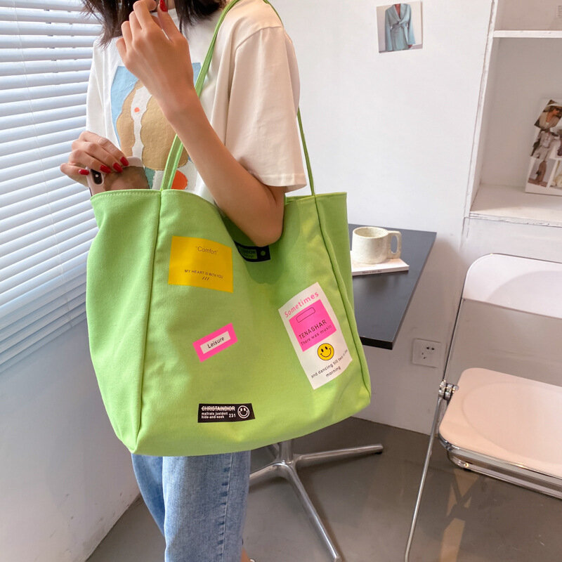 Borsa in tela tinta unita 2021 nuova borsa da donna INS con grande capacità borsa a tracolla inclinata artistica monospalla di moda semplice