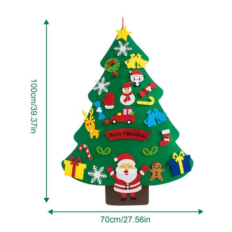Decorazione per albero di Natale in feltro fai-da-te,Albero di Natale in tessuto non tessuto da 3,1 piedi con 33 pezzi di ornamenti natalizi staccabili per bambini Regali di Natale per bambini piccoli