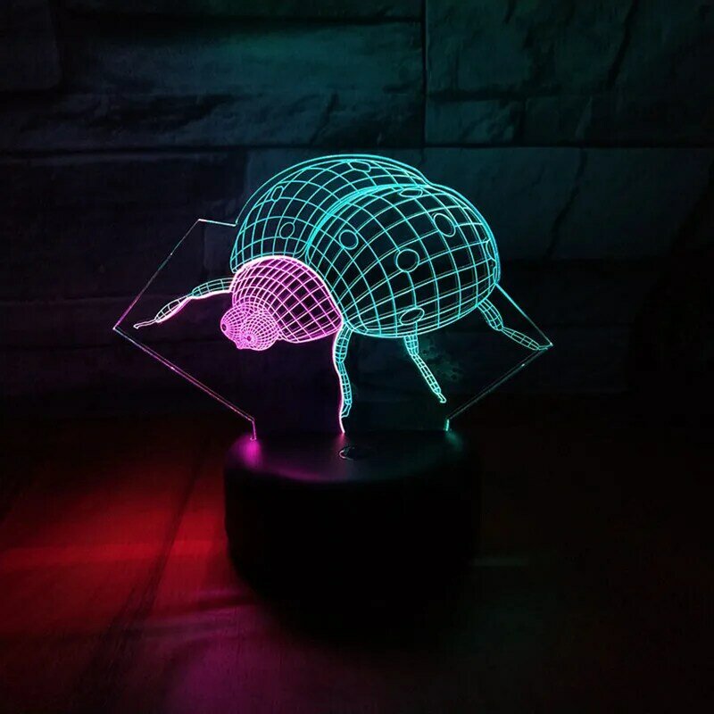 De los escarabajos Led 3D noche luces lámpara de mesa por USB 7 cambio de color para el hogar dormitorio decoración de la fiesta