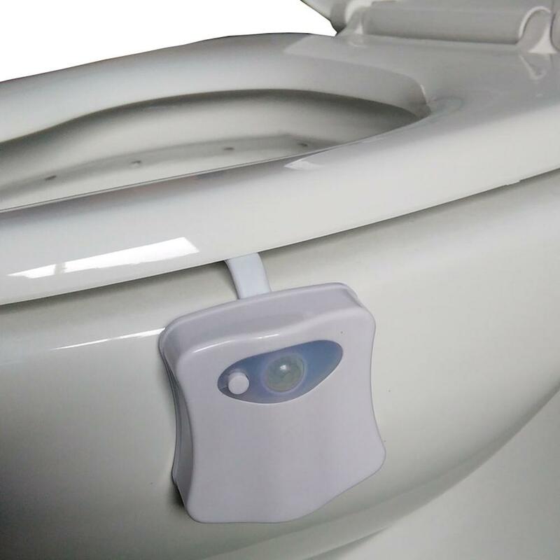 Luz Nocturna Sensor de movimiento inteligente PIR para asiento de inodoro, lámpara de luz LED para WC, 8 colores, impermeable, retroiluminación para tazón de inodoro, A1