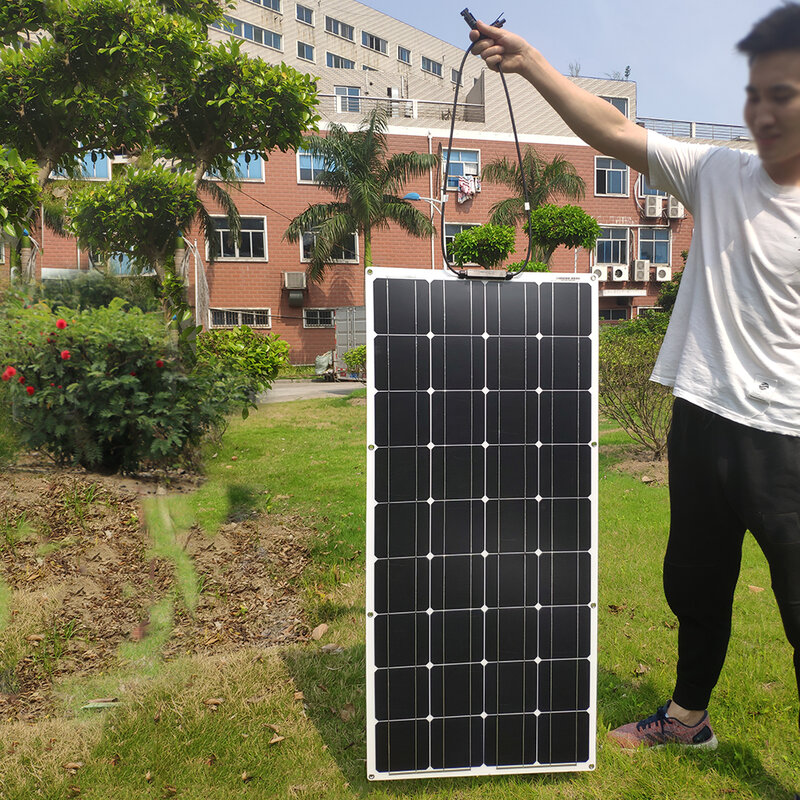 2023 Dokio 18 فولت 100 واط لوحات شمسية مرنة الصين مقاوم للماء الألواح الشمسية 12 فولت شاحن الخلايا الشمسية مجموعات للمنزل/سيارة/التخييم/قارب
